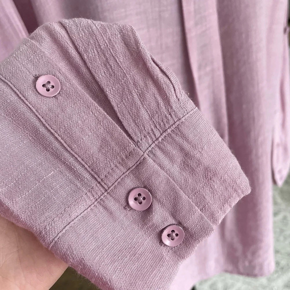 TORRID Lindsay Drop Shoulder Button-Down Shirt in Mauve Shadows - Picture 7 of 12